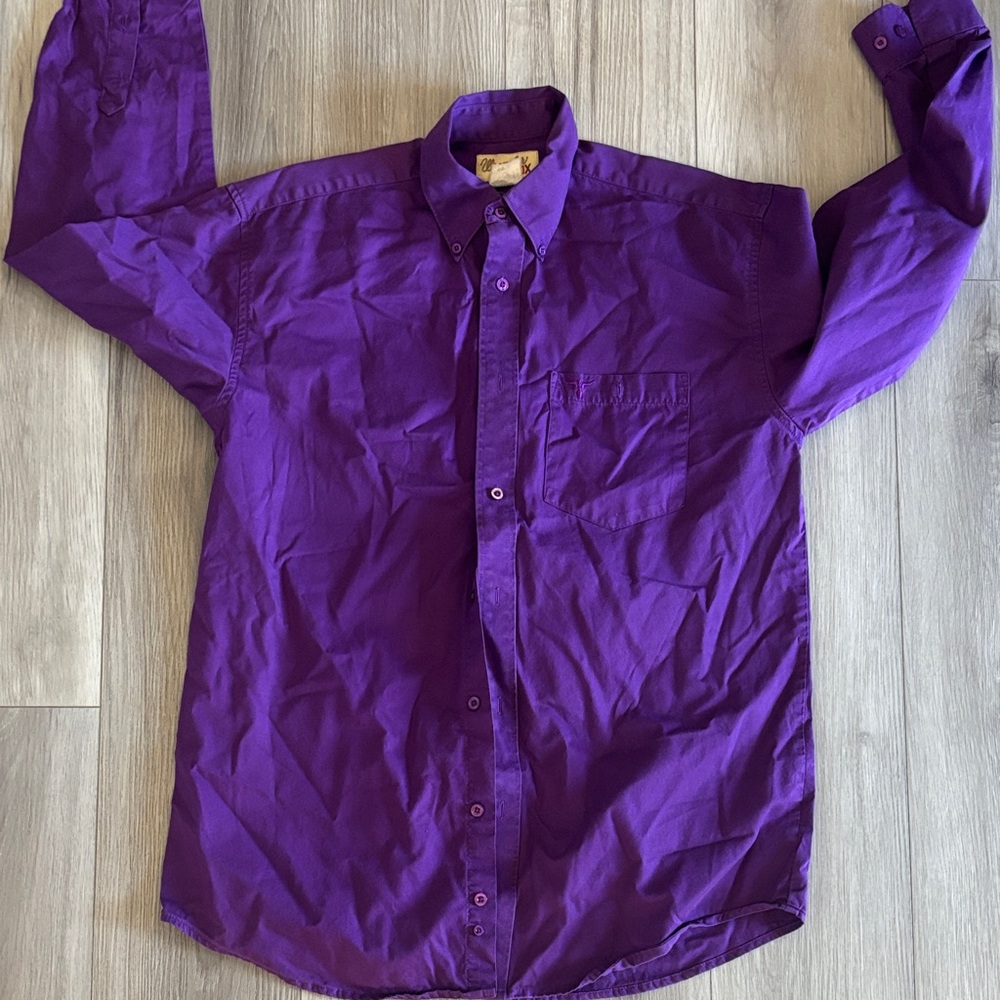 Wrangler Men's Deep Purple Casual Button Down Shirt